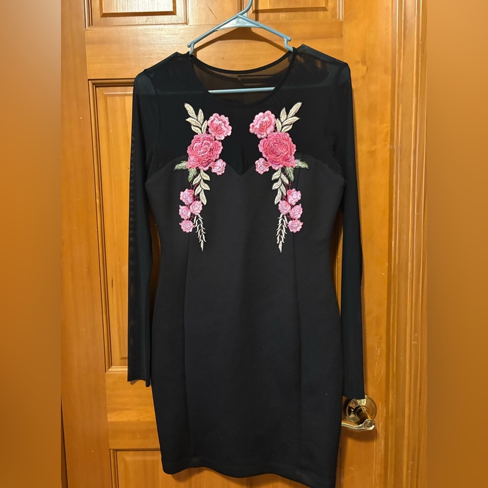 Black dress with Floral Stitching